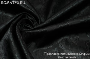 Ткань для жакета Подкладочная огурцы цвет чёрный