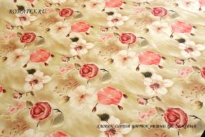 Ткань набивная  Сатин Цветок вишни