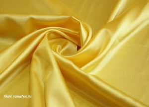 Плотная ткань Атлас стрейч цвет желтый